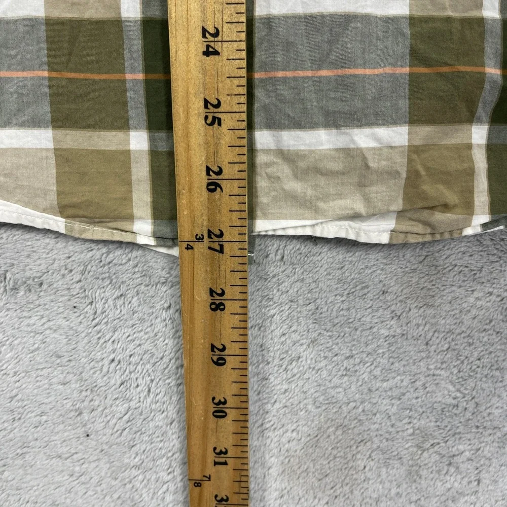 Banana Republic Button Down Mens Medium Green Plaid Slim Fit Long Sleeve Cotton